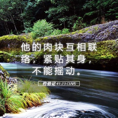 Picture 05 - 约 伯 记 41:23 CUVS - 他 的 肉 块 互 相 联 络 ， 紧 贴 其 - Bible Verse Picture