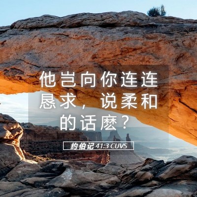 Picture 05 - 约 伯 记 41:3 CUVS - 他 岂 向 你 连 连 恳 求 ， 说 柔 和 - Bible Verse Picture