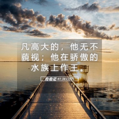 Picture 05 - 约 伯 记 41:34 CUVS - 凡 高 大 的 ， 他 无 不 藐 视 ； 他 - Bible Verse Picture