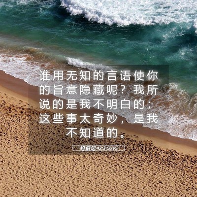 Picture 05 - 约 伯 记 42:3 CUVS - 谁 用 无 知 的 言 语 使 你 的 旨 意 - Bible Verse Picture