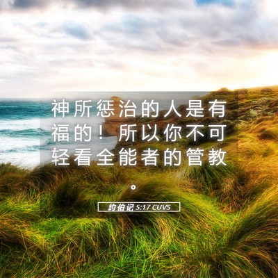Picture 05 - 约 伯 记 5:17 CUVS - 神 所 惩 治 的 人 是 有 福 的 ！ 所 - Bible Verse Picture