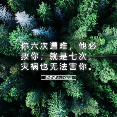 Picture 05 - 约 伯 记 5:19 CUVS - 你 六 次 遭 难 ， 他 必 救 你 ； 就 - Bible Verse Picture