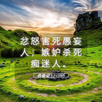 Picture 05 - 约 伯 记 5:2 CUVS - 忿 怒 害 死 愚 妄 人 ； 嫉 妒 杀 死 - Bible Verse Picture