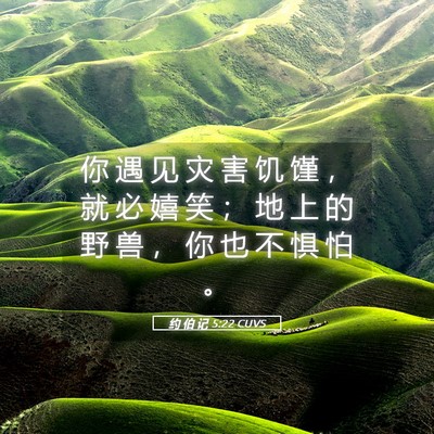 Picture 05 - 约 伯 记 5:22 CUVS - 你 遇 见 灾 害 饥 馑 ， 就 必 嬉 笑 - Bible Verse Picture