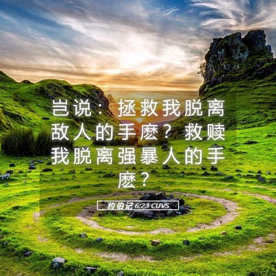 Picture 05 - 约 伯 记 6:23 CUVS - 岂 说 ： 拯 救 我 脱 离 敌 人 的 手 - Bible Verse Picture