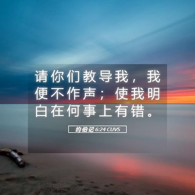 Picture 05 - 约 伯 记 6:24 CUVS - 请 你 们 教 导 我 ， 我 便 不 作 声 - Bible Verse Picture