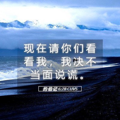 Picture 05 - 约 伯 记 6:28 CUVS - 现 在 请 你 们 看 看 我 ， 我 决 不 - Bible Verse Picture