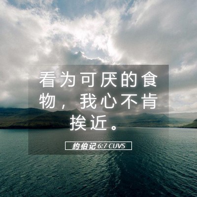 Picture 05 - 约 伯 记 6:7 CUVS - 看 为 可 厌 的 食 物 ， 我 心 不 肯 - Bible Verse Picture