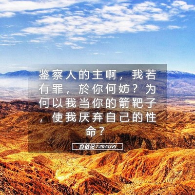 Picture 05 - 约 伯 记 7:20 CUVS - 鉴 察 人 的 主 啊 ， 我 若 有 罪 ， - Bible Verse Picture