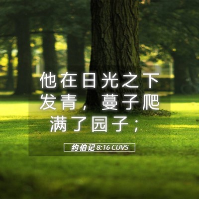 Picture 05 - 约 伯 记 8:16 CUVS - 他 在 日 光 之 下 发 青 ， 蔓 子 爬 - Bible Verse Picture