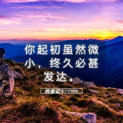 Picture 05 - 约 伯 记 8:7 CUVS - 你 起 初 虽 然 微 小 ， 终 久 必 甚 - Bible Verse Picture