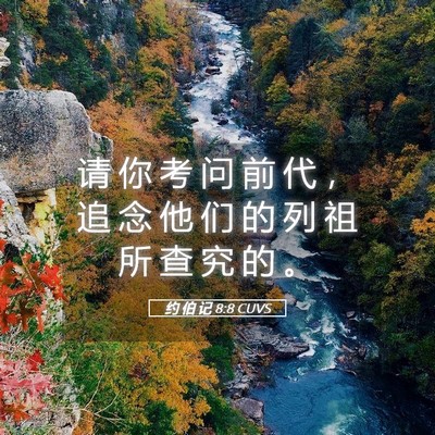 Picture 05 - 约 伯 记 8:8 CUVS - 请 你 考 问 前 代 ， 追 念 他 们 的 - Bible Verse Picture