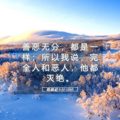 Picture 05 - 约 伯 记 9:22 CUVS - 善 恶 无 分 ， 都 是 一 样 ； 所 以 - Bible Verse Picture