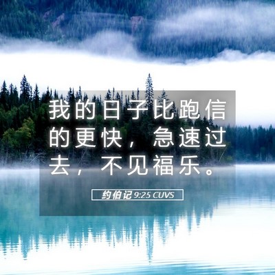 Picture 05 - 约 伯 记 9:25 CUVS - 我 的 日 子 比 跑 信 的 更 快 ， 急 - Bible Verse Picture