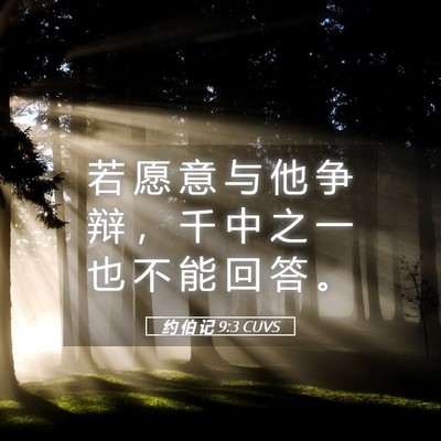 Picture 05 - 约 伯 记 9:3 CUVS - 若 愿 意 与 他 争 辩 ， 千 中 之 一 - Bible Verse Picture
