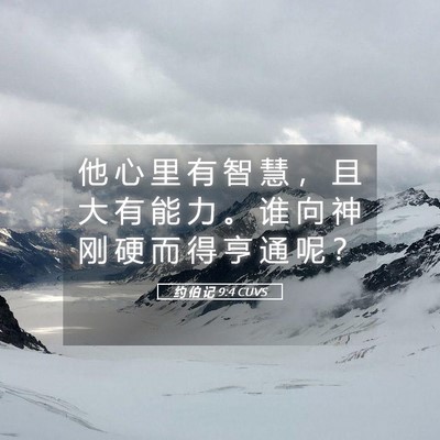 Picture 05 - 约 伯 记 9:4 CUVS - 他 心 里 有 智 慧 ， 且 大 有 能 力 - Bible Verse Picture