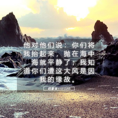 Picture 05 - 约 拿 书 1:12 CUVS - 他 对 他 们 说 ： 你 们 将 我 抬 起 - Bible Verse Picture