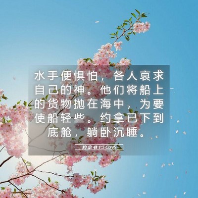 Picture 05 - 约 拿 书 1:5 CUVS - 水 手 便 惧 怕 ， 各 人 哀 求 自 己 - Bible Verse Picture