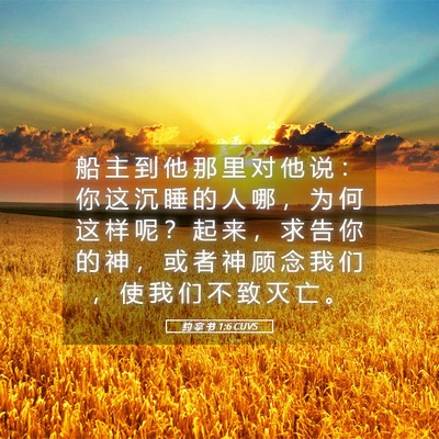 Picture 05 - 约 拿 书 1:6 CUVS - 船 主 到 他 那 里 对 他 说 ： 你 这 - Bible Verse Picture