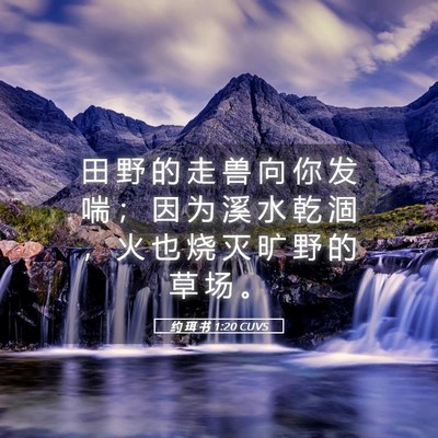 Picture 05 - 约 珥 书 1:20 CUVS - 田 野 的 走 兽 向 你 发 喘 ； 因 为 - Bible Verse Picture