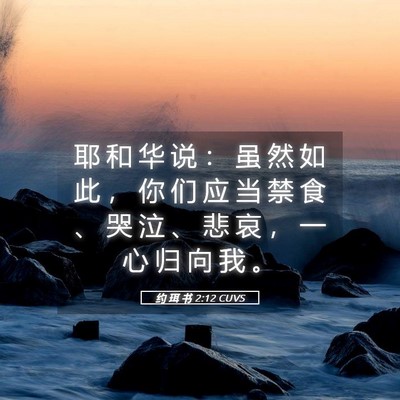 Picture 05 - 约 珥 书 2:12 CUVS - 耶 和 华 说 ： 虽 然 如 此 ， 你 们 - Bible Verse Picture