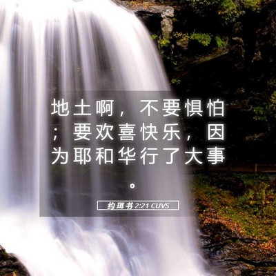 Picture 05 - 约 珥 书 2:21 CUVS - 地 土 啊 ， 不 要 惧 怕 ； 要 欢 喜 - Bible Verse Picture