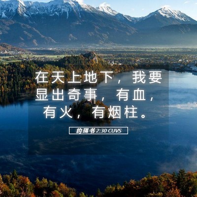 Picture 05 - 约 珥 书 2:30 CUVS - 在 天 上 地 下 ， 我 要 显 出 奇 事 - Bible Verse Picture
