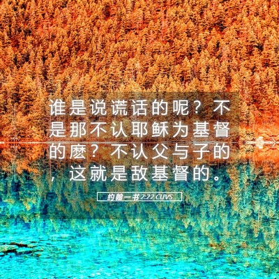 Picture 05 - 约 翰 一 书 2:22 CUVS - 谁 是 说 谎 话 的 呢 ？ 不 是 那 不 - Bible Verse Picture