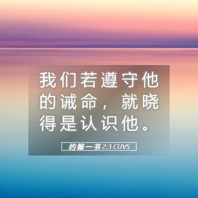 Picture 05 - 约 翰 一 书 2:3 CUVS - 我 们 若 遵 守 他 的 诫 命 ， 就 晓 - Bible Verse Picture