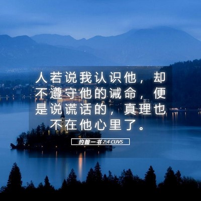 Picture 05 - 约 翰 一 书 2:4 CUVS - 人 若 说 我 认 识 他 ， 却 不 遵 守 - Bible Verse Picture