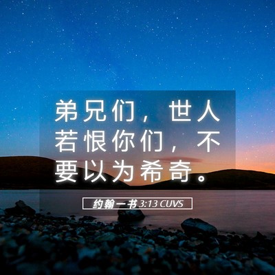 Picture 05 - 约 翰 一 书 3:13 CUVS - 弟 兄 们 ， 世 人 若 恨 你 们 ， 不 - Bible Verse Picture