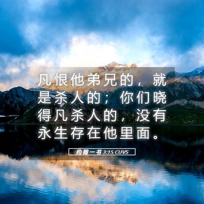 Picture 05 - 约 翰 一 书 3:15 CUVS - 凡 恨 他 弟 兄 的 ， 就 是 杀 人 的 - Bible Verse Picture
