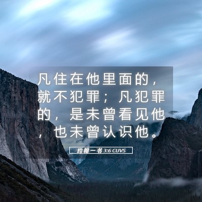 Picture 05 - 约 翰 一 书 3:6 CUVS - 凡 住 在 他 里 面 的 ， 就 不 犯 罪 - Bible Verse Picture