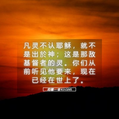 Picture 05 - 约 翰 一 书 4:3 CUVS - 凡 灵 不 认 耶 稣 ， 就 不 是 出 於 - Bible Verse Picture