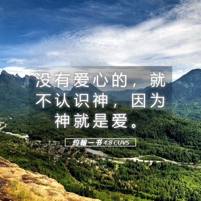 Picture 05 - 约 翰 一 书 4:8 CUVS - 没 有 爱 心 的 ， 就 不 认 识 神 ， - Bible Verse Picture
