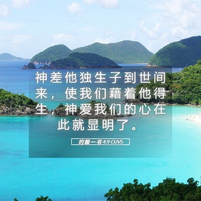 Picture 05 - 约 翰 一 书 4:9 CUVS - 神 差 他 独 生 子 到 世 间 来 ， 使 - Bible Verse Picture
