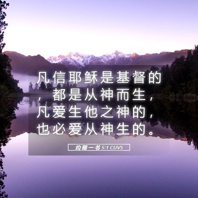 Picture 05 - 约 翰 一 书 5:1 CUVS - 凡 信 耶 稣 是 基 督 的 ， 都 是 从 - Bible Verse Picture