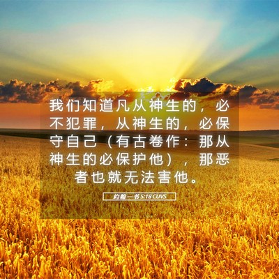 Picture 05 - 约 翰 一 书 5:18 CUVS - 我 们 知 道 凡 从 神 生 的 ， 必 不 - Bible Verse Picture