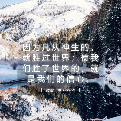 Picture 05 - 约 翰 一 书 5:4 CUVS - 因 为 凡 从 神 生 的 ， 就 胜 过 世 - Bible Verse Picture