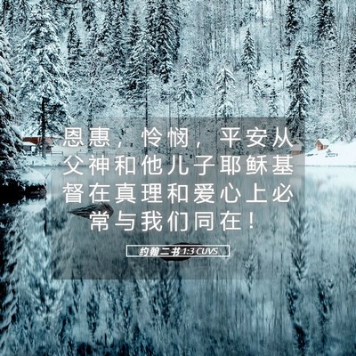 Picture 05 - 约 翰 二 书 1:3 CUVS - 恩 惠 ， 怜 悯 ， 平 安 从 父 神 和 - Bible Verse Picture
