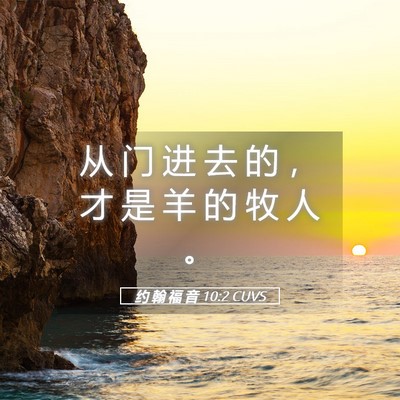 Picture 05 - 约 翰 福 音 10:2 CUVS - 从 门 进 去 的 ， 才 是 羊 的 牧 人 - Bible Verse Picture