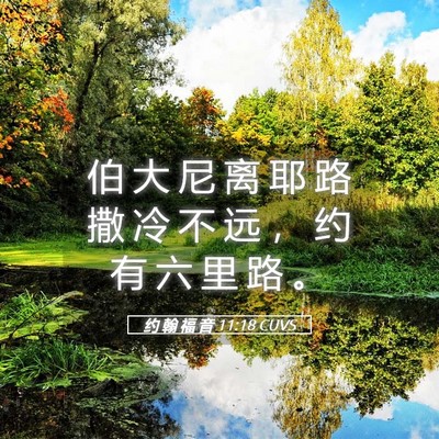 Picture 05 - 约 翰 福 音 11:18 CUVS - 伯 大 尼 离 耶 路 撒 冷 不 远 ， 约 - Bible Verse Picture