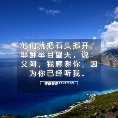 Picture 05 - 约 翰 福 音 11:41 CUVS - 他 们 就 把 石 头 挪 开 。 耶 稣 举 - Bible Verse Picture