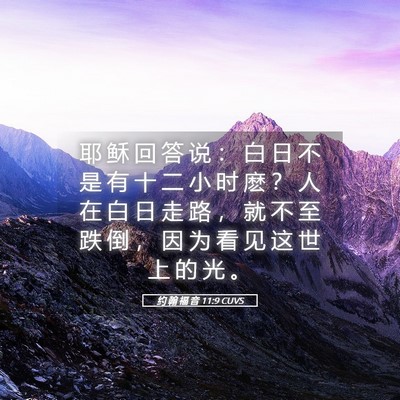 Picture 05 - 约 翰 福 音 11:9 CUVS - 耶 稣 回 答 说 ： 白 日 不 是 有 十 - Bible Verse Picture