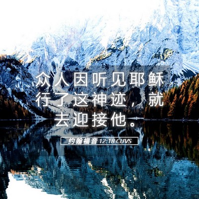 Picture 05 - 约 翰 福 音 12:18 CUVS - 众 人 因 听 见 耶 稣 行 了 这 神 迹 - Bible Verse Picture