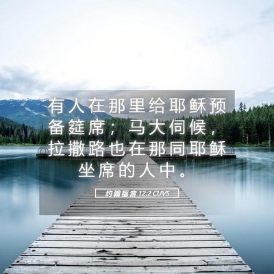 Picture 05 - 约 翰 福 音 12:2 CUVS - 有 人 在 那 里 给 耶 稣 预 备 筵 席 - Bible Verse Picture