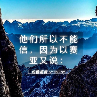Picture 05 - 约 翰 福 音 12:39 CUVS - 他 们 所 以 不 能 信 ， 因 为 以 赛 - Bible Verse Picture
