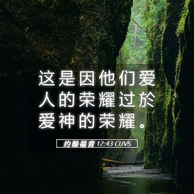 Picture 05 - 约 翰 福 音 12:43 CUVS - 这 是 因 他 们 爱 人 的 荣 耀 过 於 - Bible Verse Picture