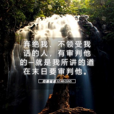 Picture 05 - 约 翰 福 音 12:48 CUVS - 弃 绝 我 、 不 领 受 我 话 的 人 ， - Bible Verse Picture