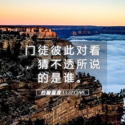 Picture 05 - 约 翰 福 音 13:22 CUVS - 门 徒 彼 此 对 看 ， 猜 不 透 所 说 - Bible Verse Picture